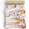 Lake Cherry Blossom Water Surface Pink Flower Bedding Collection 3Pcs Duvet Cover Pillowcase Quilt Cover Double Bed Collection Home Textile