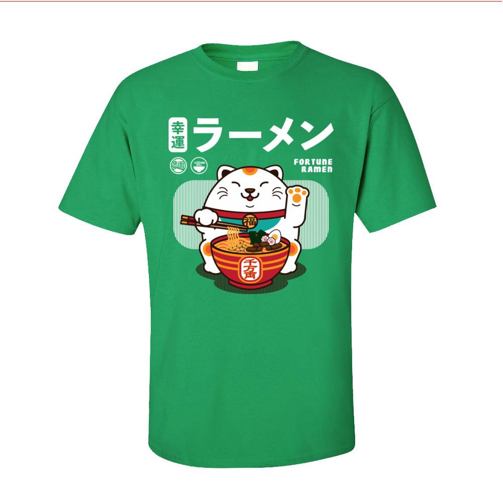 Fortune Ramen 100 Cotton Men Short Sleeve T Shirt Normal SummerAutumn TShirt Sweatshirts Cute Cat Noodle Tshirt