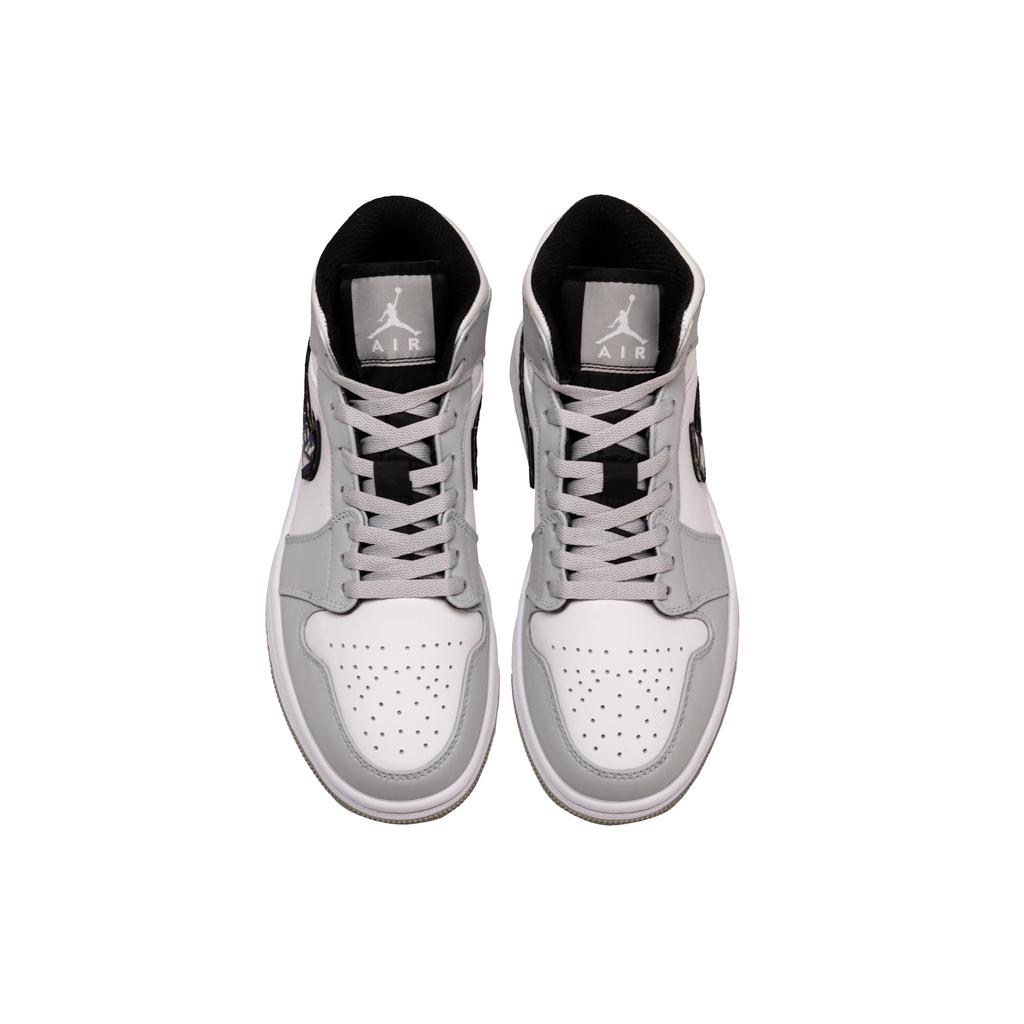 Jordan Air Jordan 1 Ollie Износостойкие Средние Винтажные Баскетбольные Кроссовки Мужские Бело-Серые 554724-078(Команда1291-)