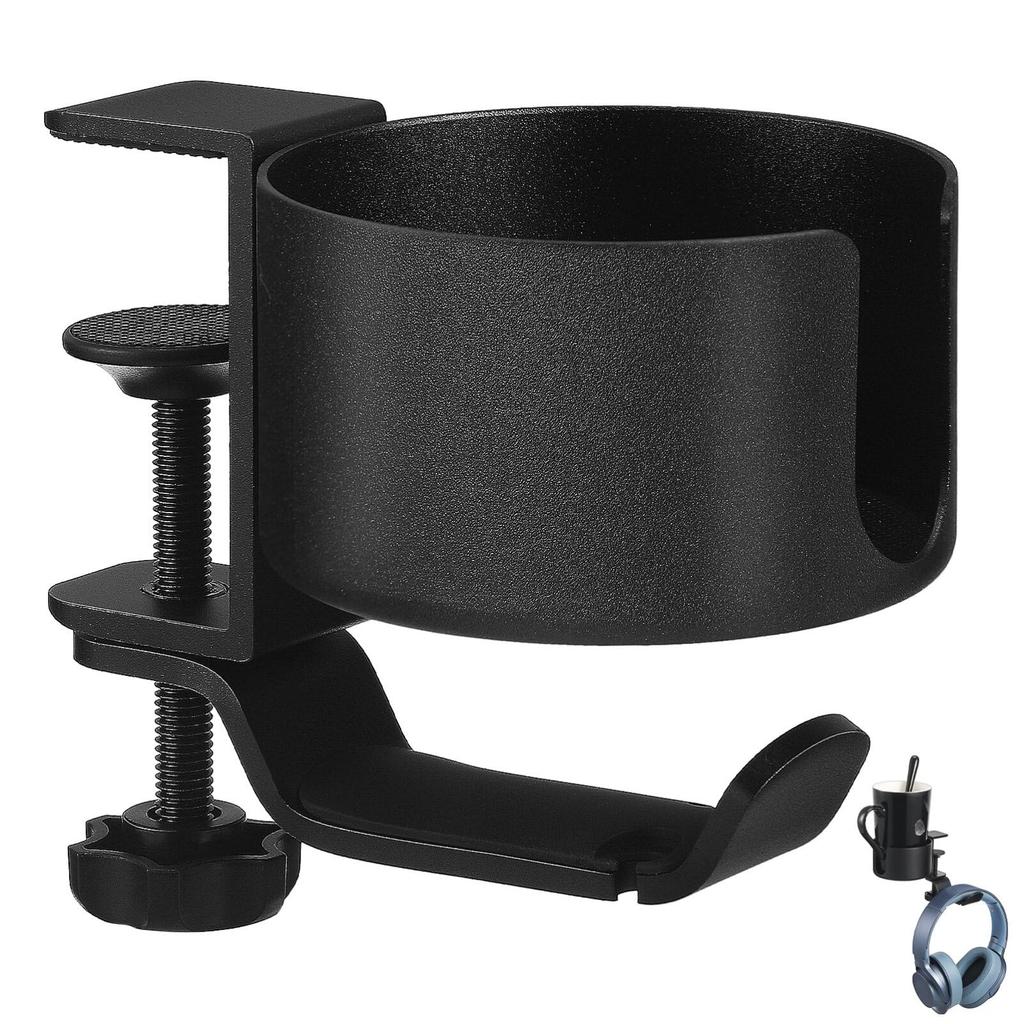 NUOLUX Drink Holder Headphone Stand Desk Cup Holder 360 Degree Rotation Earphone Storage Hook Aluminum Alloy Desk Organizer Multifunctional Cup