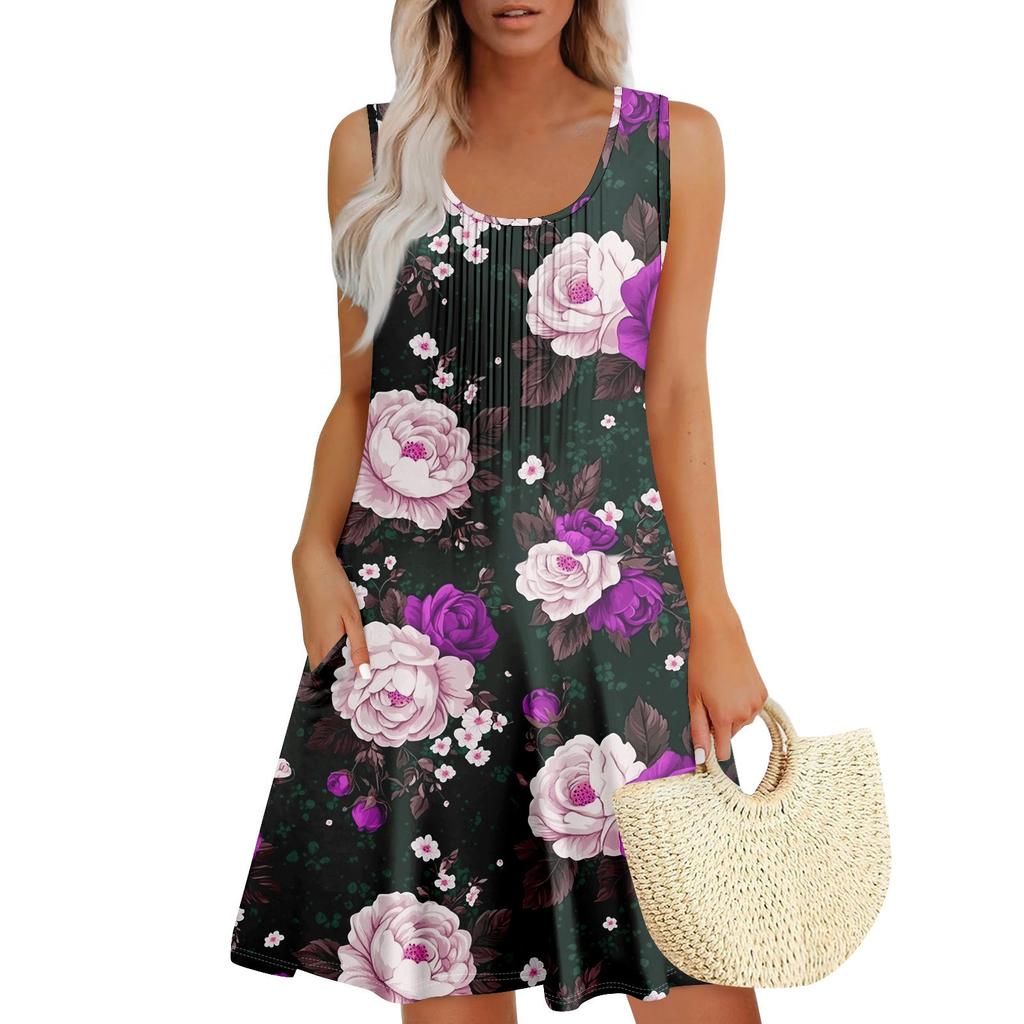 Женский повседневный сарафан с карманами, летнее пляжное платье в стиле бохо, праздничное платье для женщин, платья-майки