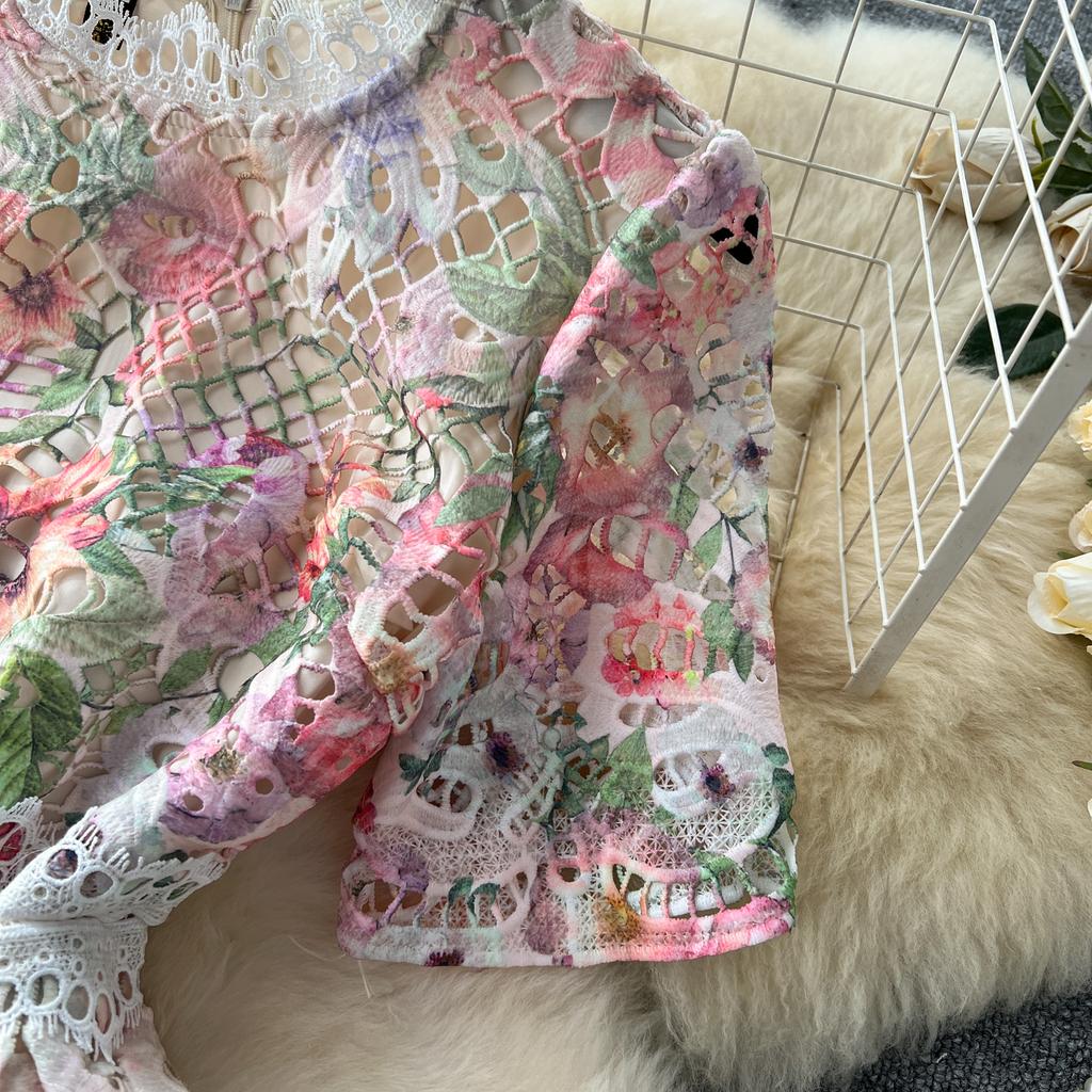 Элегантное длинное платье French Chic для женщин, вязаное крючком, ажурное кружевное, цветочное, женское платье с круглым вырезом, с коротким рукавом, Vestidos, дропшиппинг