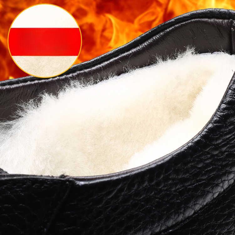 Зимние мужские ботинки из натуральной кожи с белым овечьим мехом в британском стиле, теплые повседневные высокие хлопковые туфли из смеси шерсти с боковой молнией 89