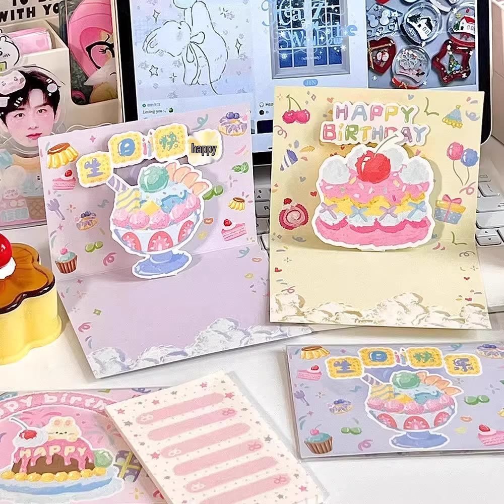 Newcomer 0.01: 3D Oil Painting Birthday Cake & Greeting Card Set (2 Items).