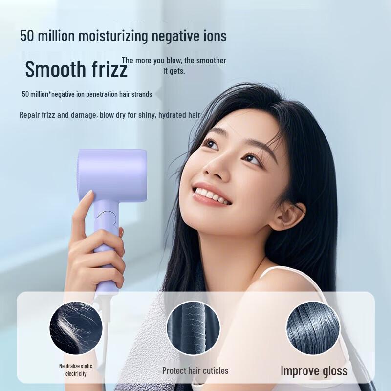 Midea Складной ионный фен FZ110, штекер CN (адаптер в комплекте)
