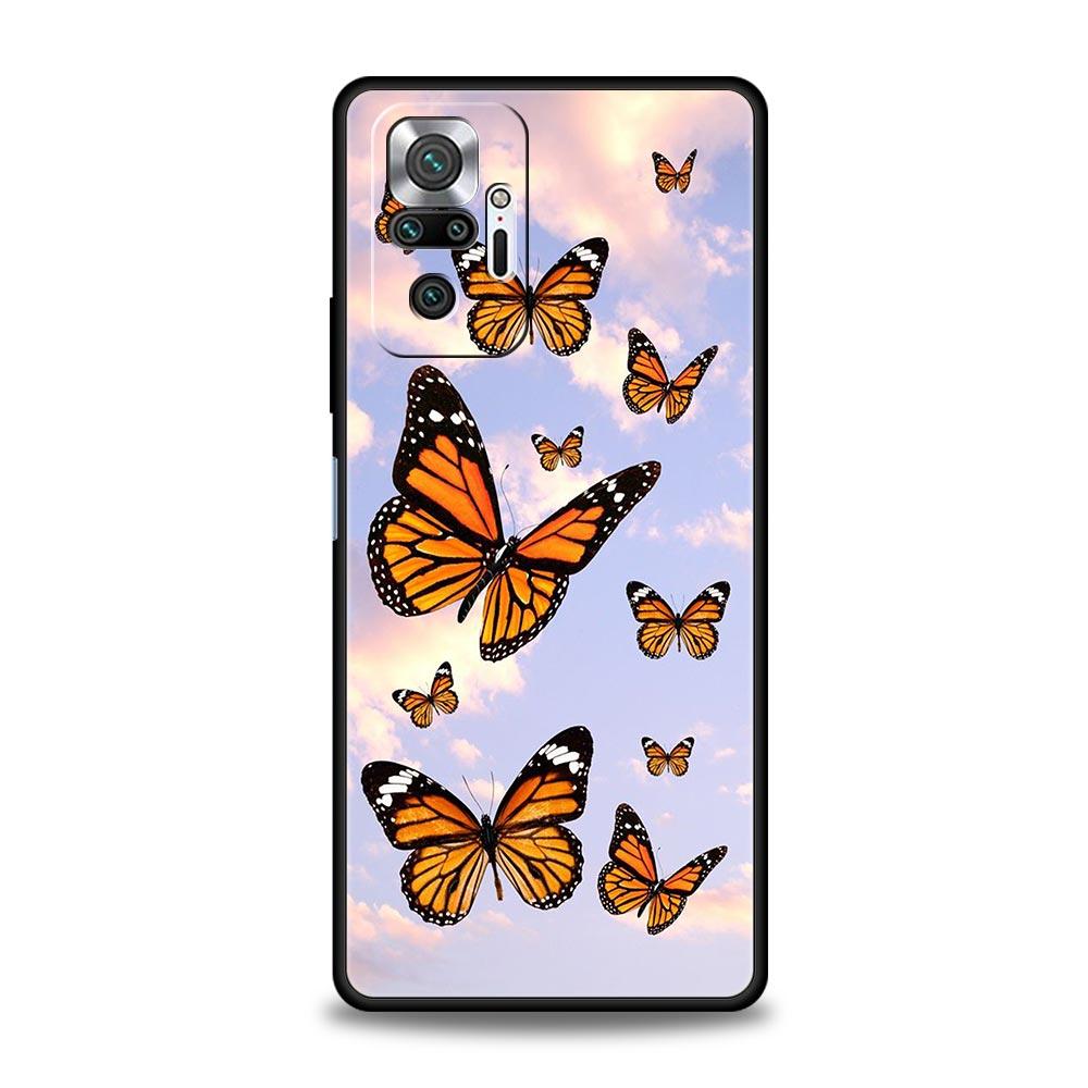 Butterfly Luxury Phone Case For Xiaomi Redmi Note 12 11 10 Pro Plus 9S 9 8 7 9T 8T 9C 9A 5G K40 Gaming Soft Silicone Cover