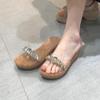 One-word Transparent Beautiful Slope Heel Cool Slippers Women's Platform Slippers Wearing Beach Shoes