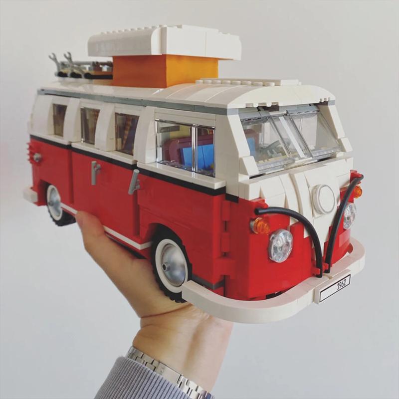 PCS Technical T1 Camper Van Bus Car Model Building Blocks Fit MOC 10220 Set Vehicle Assemble Bricks Toys For Boys Girl Gifts