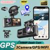 Видеорегистратор 3-канальный для автомобиля 1080P Видеорегистратор WIFI GPS Видеорегистратор Автомобильный видеорегистратор Камера переднего и заднего вида Ночное видение автомобильный аксессуар
