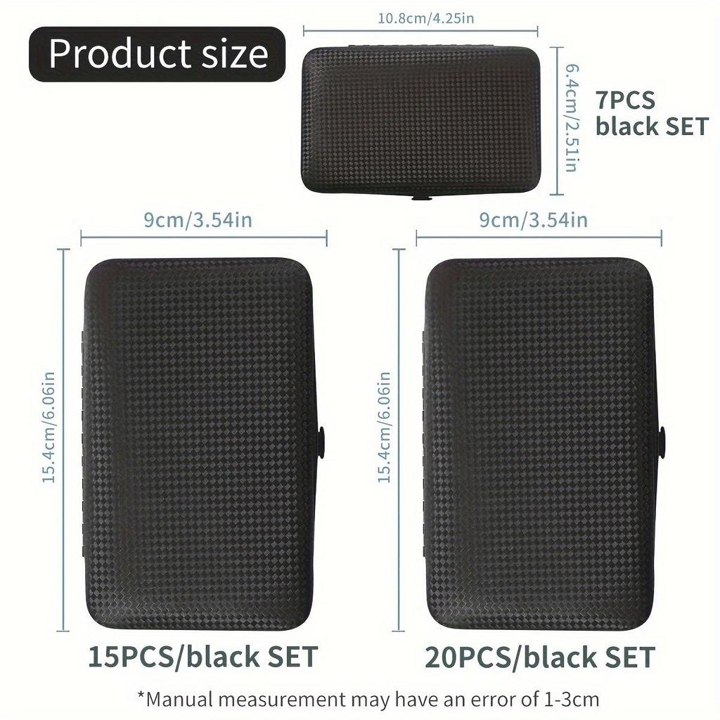 7 / 15 / 20 Набор ножей для ногтей, черный нож для ногтей с красной упаковочной коробкой, набор для маникюра из нержавеющей стали