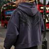YOUNGLA Mens Hooded Sweatshirt Gym Workout Running Casual Printed Sportswear Black Graphite Dark Purple S-XXL