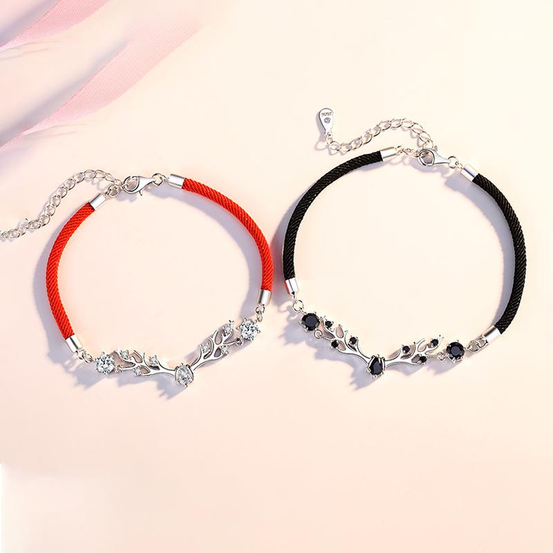 S925 Sterling Silver Yi Lu You Couple Bracelet New Live Broadcast Korean Version Simple