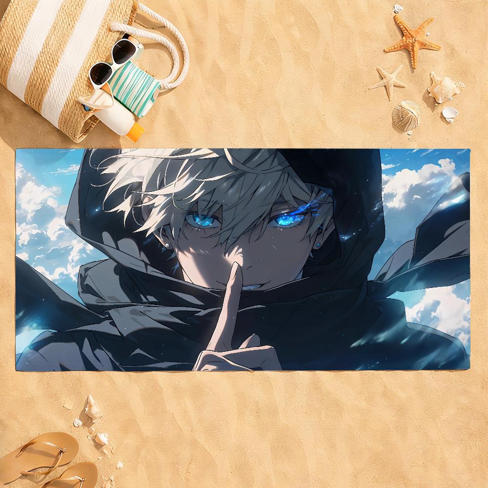 Anime J-Jujutsu K-Kaisen Towel Quick Dry Absorbent Beach Towel for Sports, Fitness, Swimming and Outdoor Activities