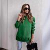 Women's Autumn Solid Color Long-sleeved Side Slit Hooded Casual Sweatshirt