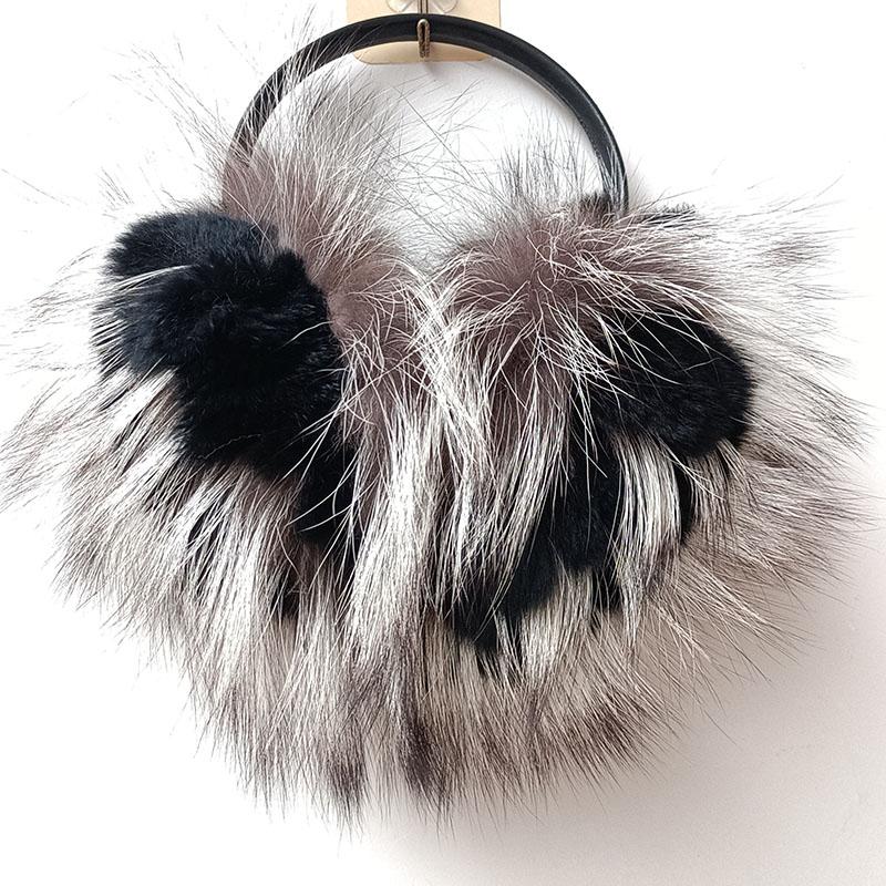 Women Winter Natural Fur Earmuff Warm Female Genuine Raccoon Fur Ear Cover With Sheep Leather Headbands Fur Earcap