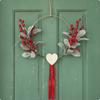 Wreath with Heart Ornament Farmhouse Wreath with Hanging Loop Decor Rustic Lightweight for Door, Wall