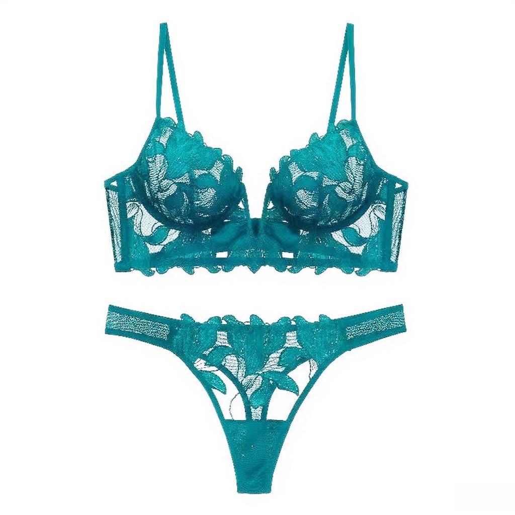 "Сексуальный комплект нижнего белья пуш-ап из вышитого кружева с глубоким V-образным вырезом для подчеркивания изгибов"