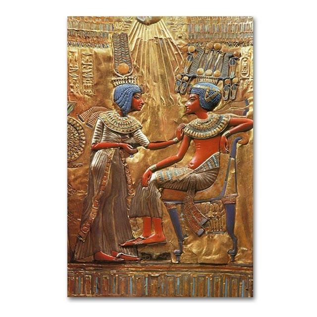 Черный и золотой древнеегипетский художественный эстамп, постер, картина маслом, украшение для дома, настенная роспись для гостиной