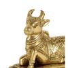 Гравированная в виде лотоса 5-дюймовая латунная статуя коровы Нанди на основании, латунный идол Нанди, статуя Нанди для дома/храма, стандартная, упаковка из 1 шт., Господь Шива, Шива