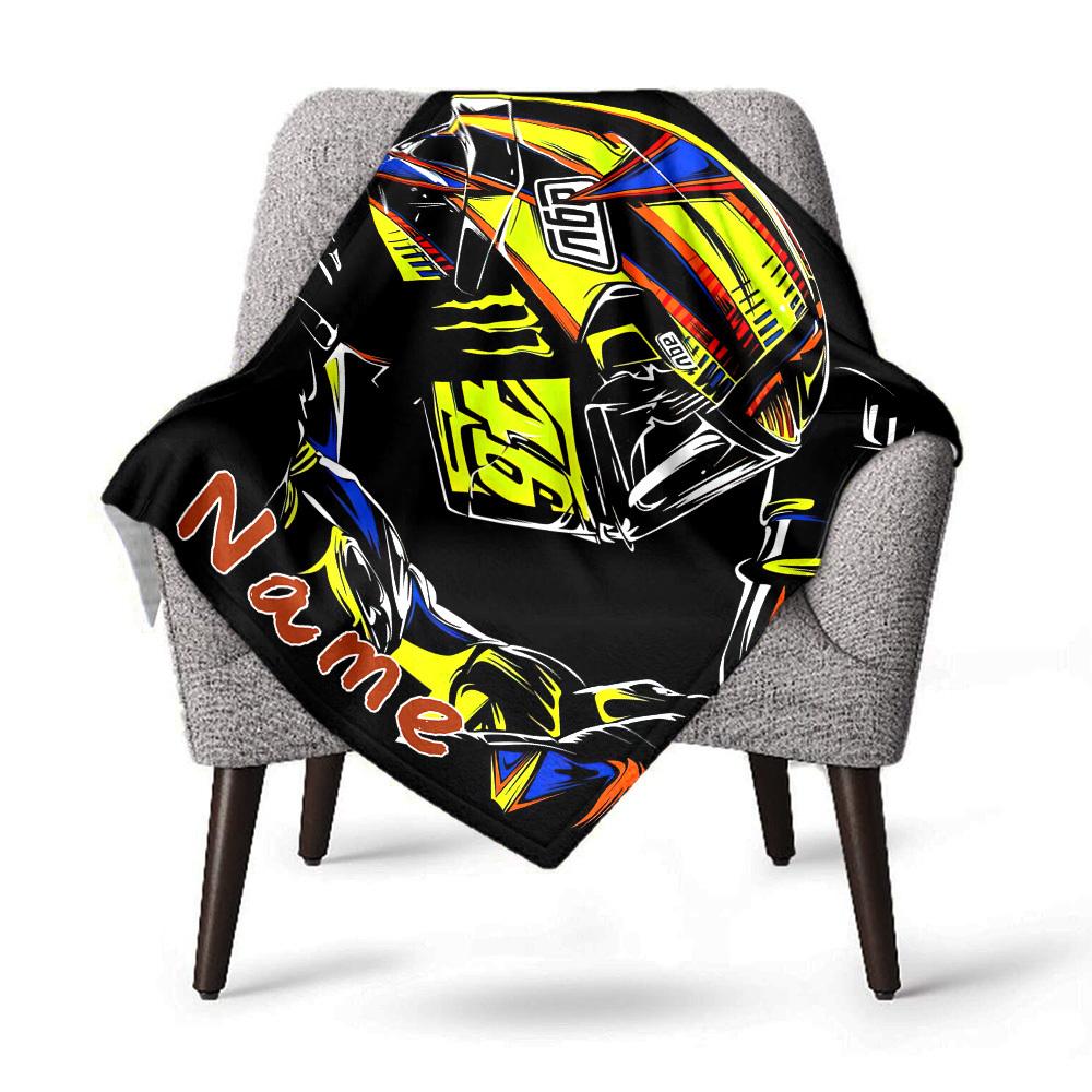 Custom Motorcycle Helmet Design Home Customize Your Name Blankets Comfortable Soft Lightweight Allseason Multipurpose Blanket For Picnics Sofas