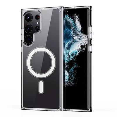 Оригинальный магнитный чехол для Samsung Galaxy S24 Ultra S23FE S22 Plus S21 A15 A35 A55 Беспроводная зарядка Magsafe Прозрачная крышка