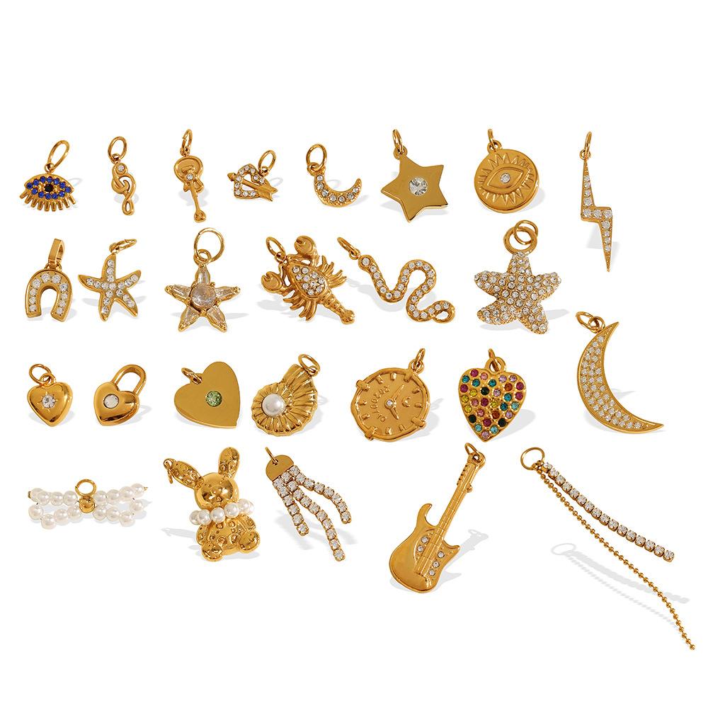 Exquisite Diy Diverse Diamond Pendant Accessories Stainless Steel Gold Plated Versatile Pendant Collection