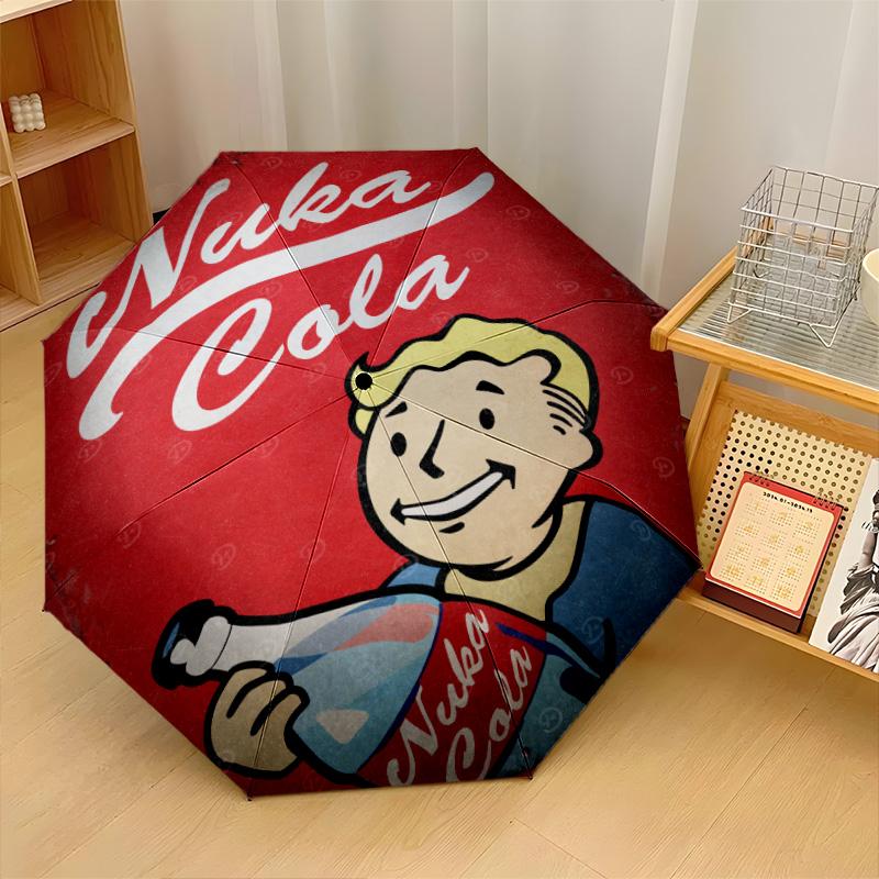 Fallout Vault Boy Windproof Auto 8 Rib Folding Umbrella Portable Outdoor Parasol