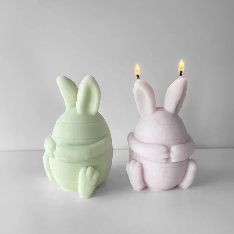 Easter Bunny Candle Silicone Mold Creative Shape DIY Egg Scented Candle Plaster Ornament Handmade Gifts Rabbit Home Decor