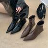 2025 New Korean Version Pointed Soft Low Thin High Heel Rear Zipper Low Tube Thin Martin Women's Short Boots