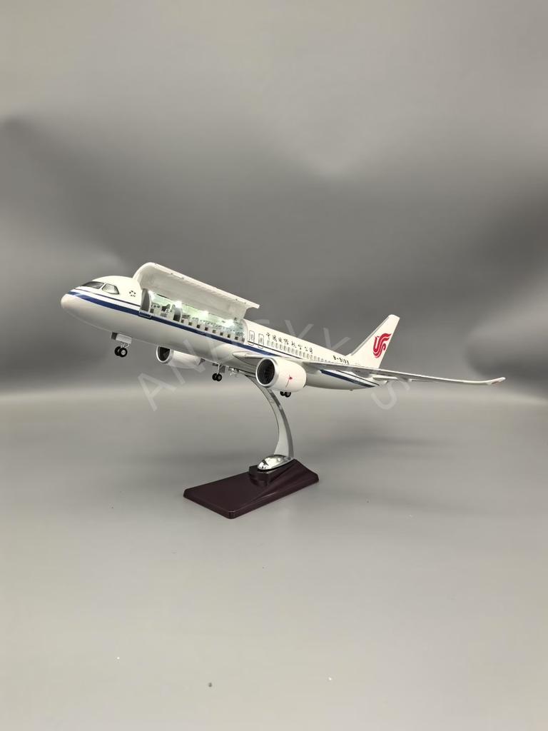 Масштаб 47 см Самолет Авиакомпания Air China C919 Модель Свет Шасси Литой Смола Самолет Для Светодиодной Коллекции Подарок на Хэллоуин