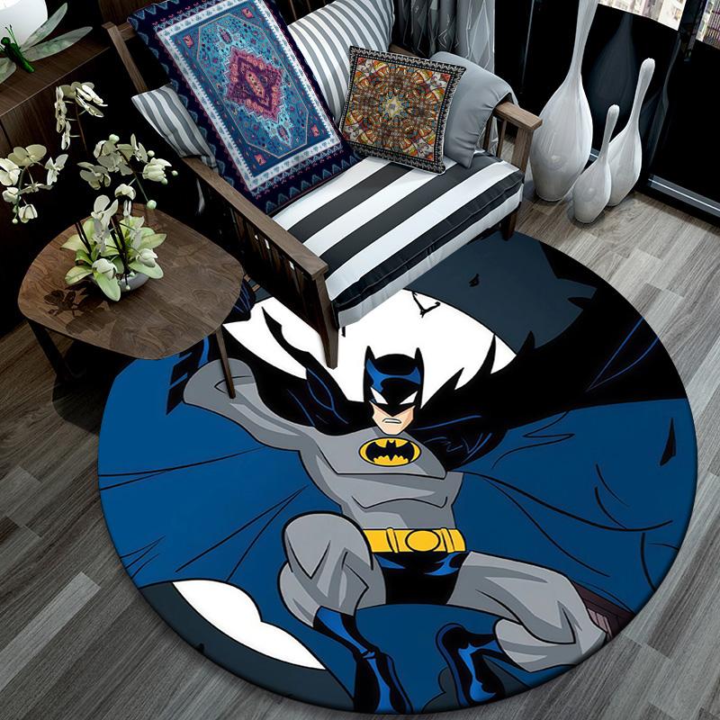 Batman Round Area Rug,Carpet Rug for Living Room Bedroom Sofa Playroom Decor,Non-slip Floor Mat