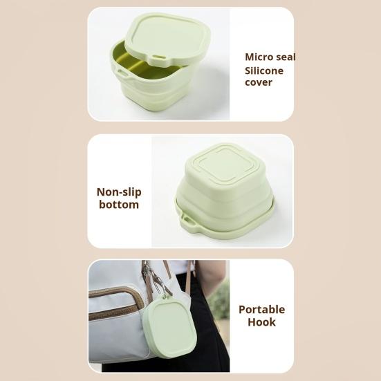 Складная силиконовая чаша 400/750 мл, складной контейнер для хранения продуктов с крышкой, герметичный ланч-бокс для кемпинга, пешего туризма, путешествий, пикника