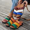 Ladies' Classic Slope Heel Sandals - Comfortable, Lightweight, Set On Style, Open Toe Design, Color Blocked Belt Buckle, Simple Slippers
