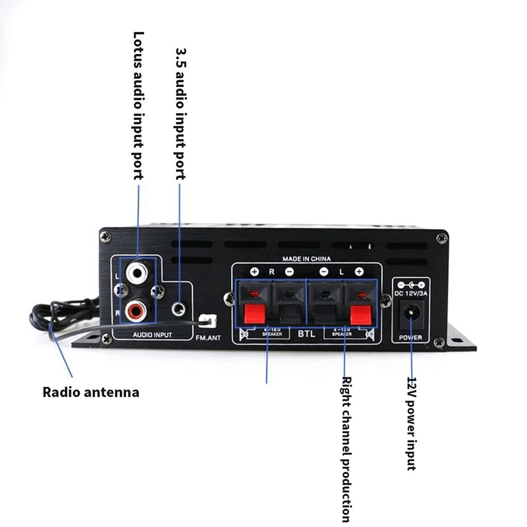 Домашний Мини Усилитель DC12V Аудио Усилитель Мощности Стерео Сабвуфер Bluetooth Плеер Для Домашних Динамиков и Автомобильных Медиа Систем