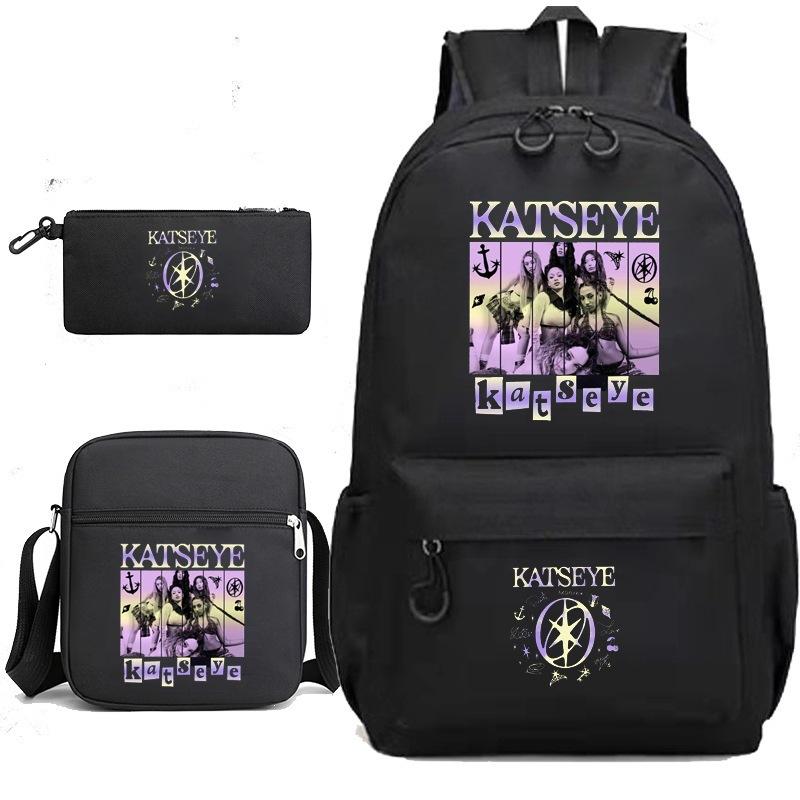 Katseye Music Pencil Case Lunch Bag Backpack Set of 3 School Supplies for Teenage Students Large Capacity Water-Resistant Portable