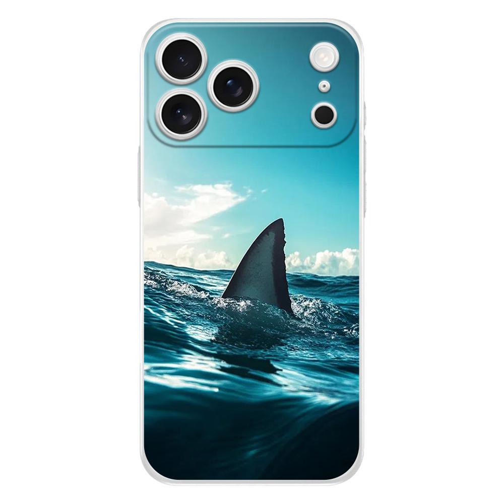 Мягкий прозрачный чехол из ТПУ для телефона iPhone 17 Air 16E 16 11 15 14 Pro MAX 12 13 7 8 Plus SE Пасхальный чехол Полная защита спинки Акула