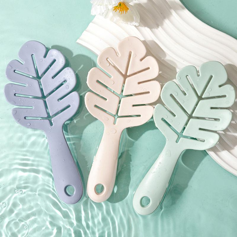 Силиконовая щетка для шампуня в форме листа, массажная головка для кожи головы, мягкая расческа для волос, длинная ручка, щетка для ванны, массаж тела, очищающий инструмент, подарок