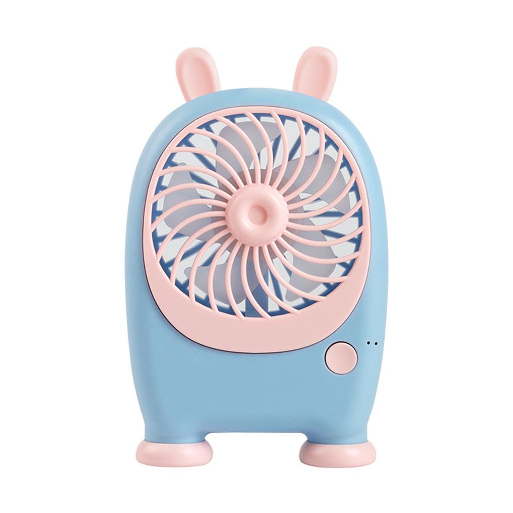 Portable Cute Rabbit Ear Mini Fan Rechargeable USB Type-C Small Desk Fan with 3 Speed Settings and 1 Hour Battery Life for Personal Use