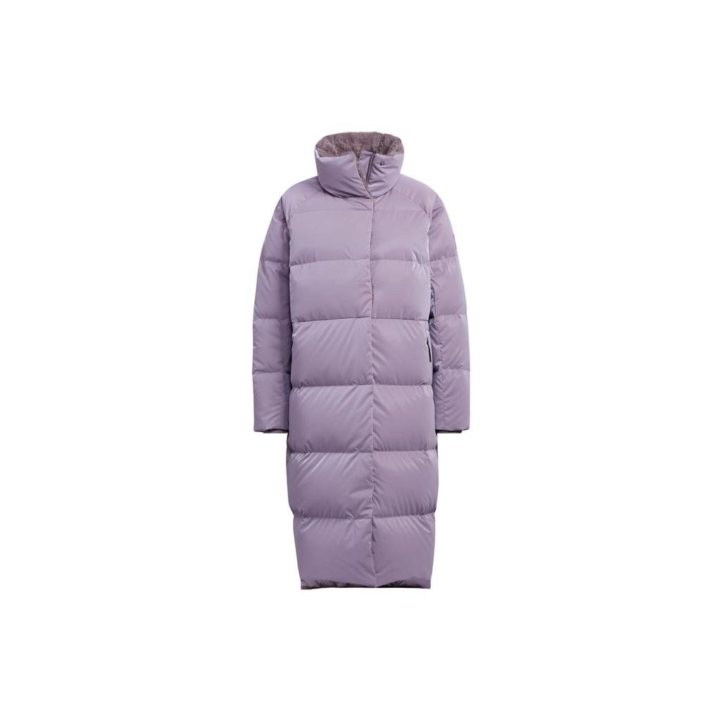 Adidas W Goose Down Solid Logo Zip Stand Collar Mid-Length Down Jacket Women Jacket Purple HN2119