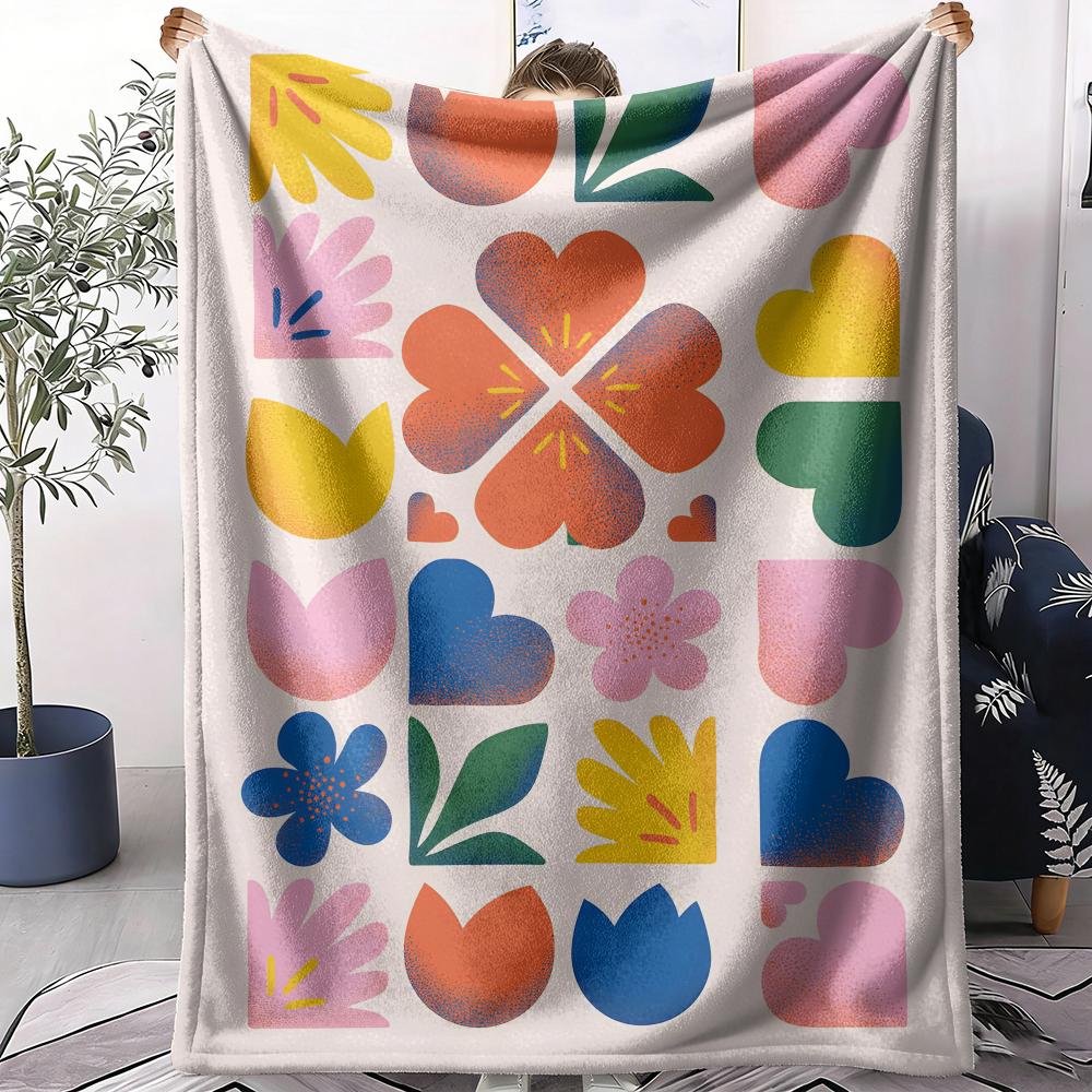 Colorful Vectors Throw Soft Flannel AC Blanket Lightweight Summer Nap Throw Cozy Blanket for Sofa Bed Travel Home