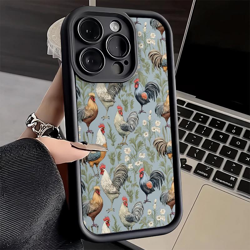 Чехол для телефона iPhone 17 Air 16E 15 16 Pro Max Курица Курица Петух Чехол 14 Plus 13 12 Mini Мягкий Силиконовый Fundas