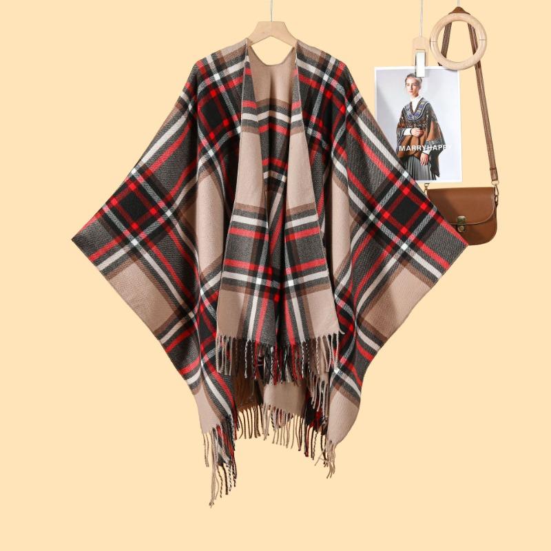 New Scottish Color Plaid Scarf Shawl Cape Nordic Fashion Classic Outer Shawl Cape New