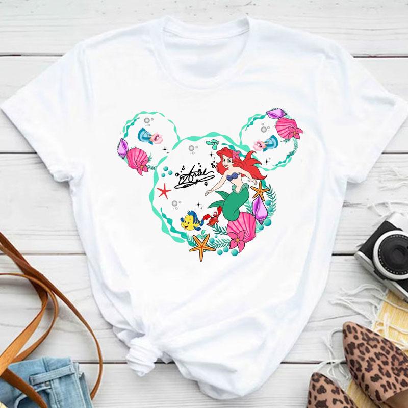 Женская футболка с принтом принцессы Мулан Disney Микки Повседневная модная футболка с коротким рукавом Женская уличная одежда Футболка Одежда Y2k Топы