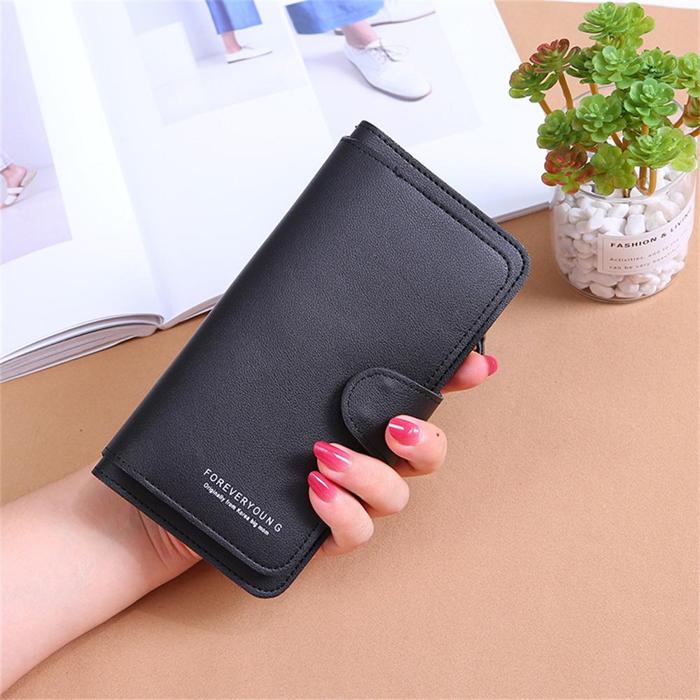 Women Long Wallets Soft  Leather Clutch Wallets Card Holder Card Holders Buckle Zippers Money Clip Multi-Card Female Coin Purses