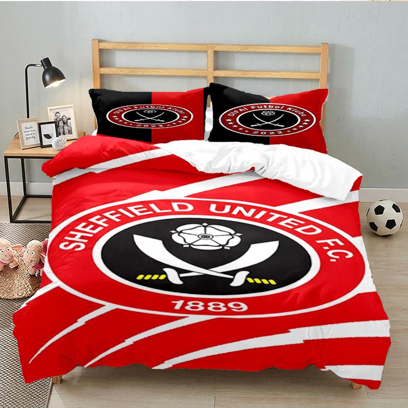 3PCS Global Football Club Sheff Bedding set,Ideal for1pc Duvet Cover And 2pcs Pillowcases Perfect for Christmas gift,Ideal for Bedroom, Dormitory