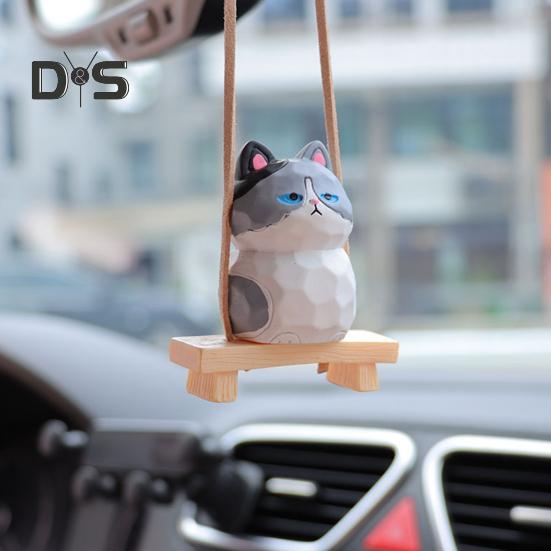 Подвесное украшение для автомобиля в виде кошки, мультяшный кот, зеркало заднего вида, воздушный шарм, милый кот, украшение для интерьера для любителей кошек