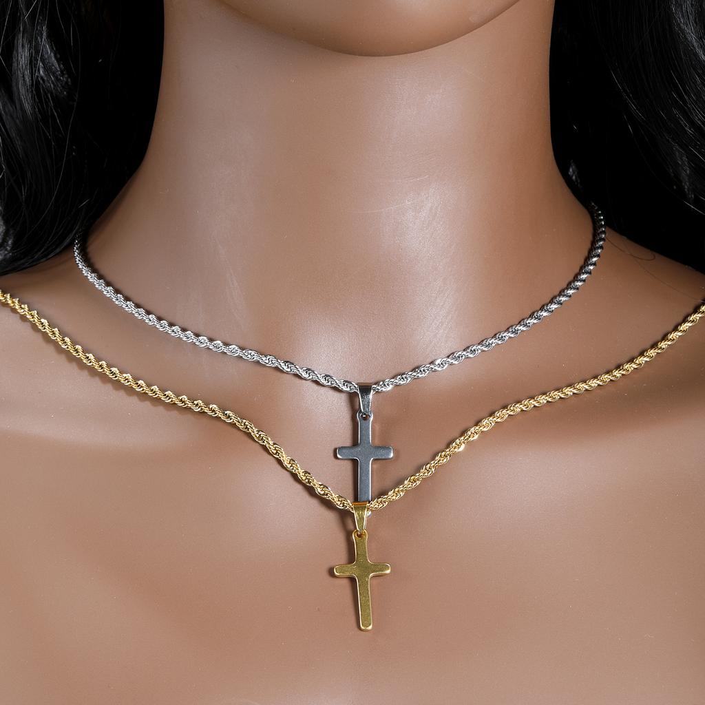 ASONSTEEL Stainless Steel Cross Pendant Necklace For Women Men Charm Minimalist Jewelry Male Necklaces Chokers Gifts Waterproof