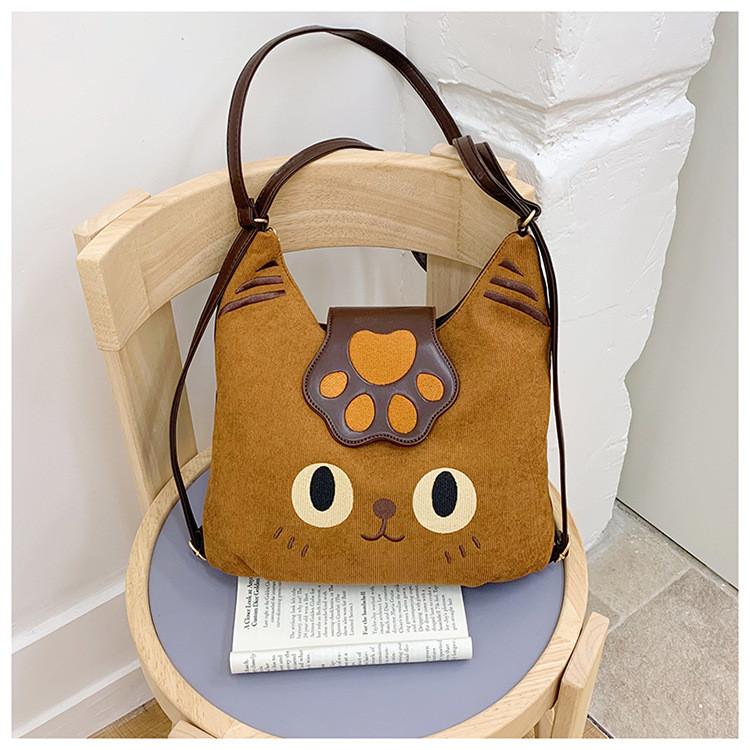 Fashionable Cat Pattern Crossbody Bag Made Of Nylon With Soft Structure And Spacious Interior For Women