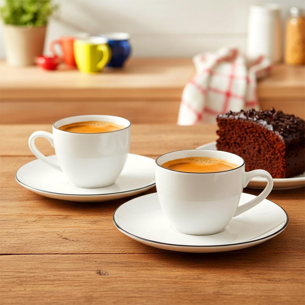 2X Mała Filiżanka Do Picia Kawy Espresso Biała Porcelanowa 100 Ml