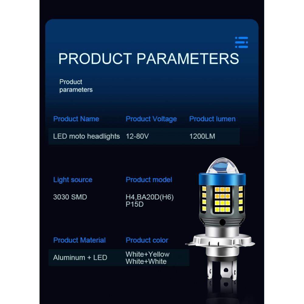 Двухцветная фара для мотоцикла H4 BA20D P15D габаритный огонь универсальная противотуманная фара